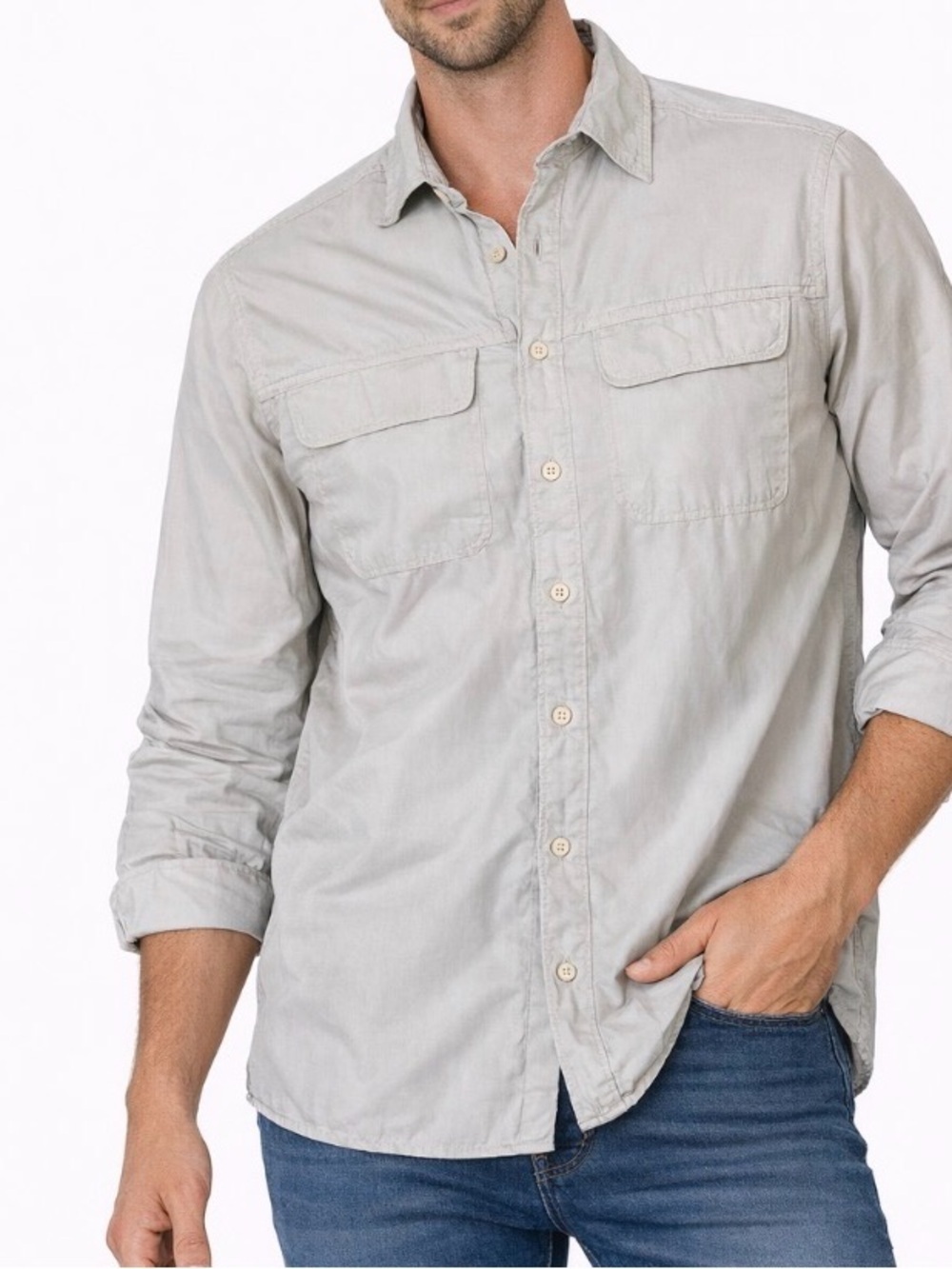 REI Co-Op Men's Long Sleeve Button Up Hiking Adventure Shirt Outdoor utility LG